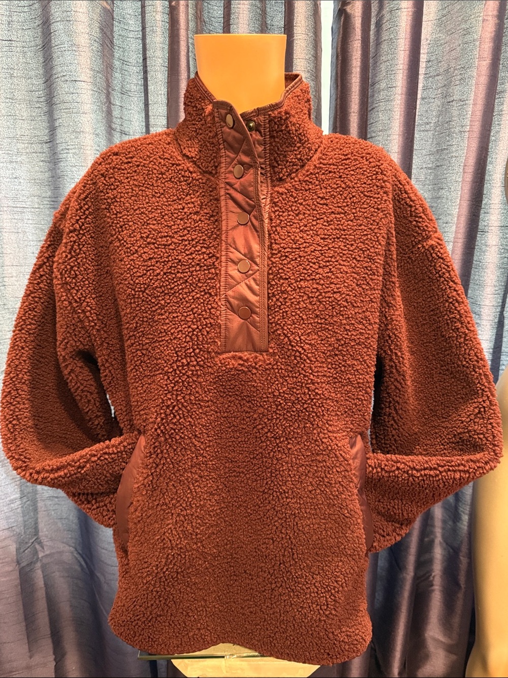 Men's (Unisex) Rust Sherpa Pullover Sweater